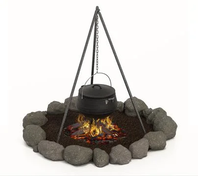 Campfire isolated on white background. 3D illustration Stock Illustration