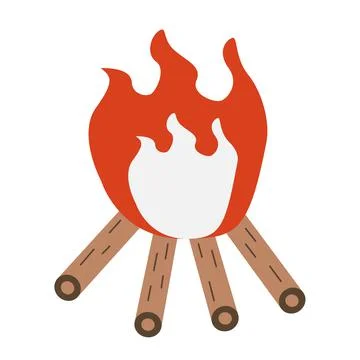 Campfire isolated on a white background. campfire for cooking and heating. Stock Illustration