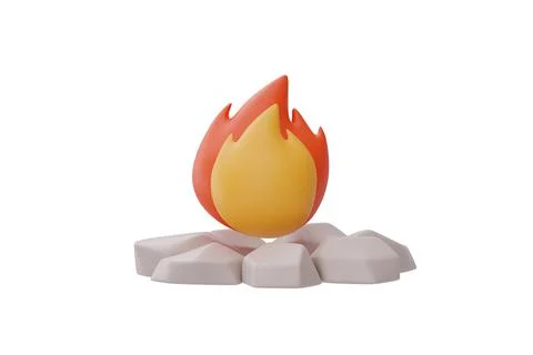 Campfire isolated on white background, Camping equipment, Summer camp concept Stock Illustration
