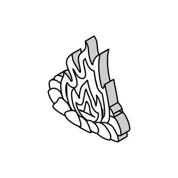 Campfire isometric icon vector illustration 库存插图