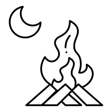 Campfire Line Icon Stock Illustration