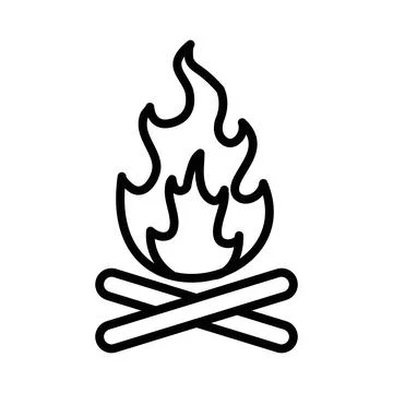 Campfire linear logo mark in black and white Stock Illustration