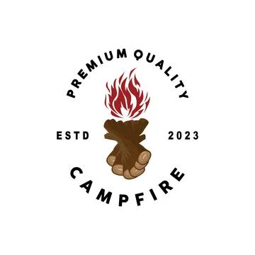 Campfire Logo Design, Bonfire Vector, Adventure Camp Outdoor Wood Flame Vin.. Stock Illustration