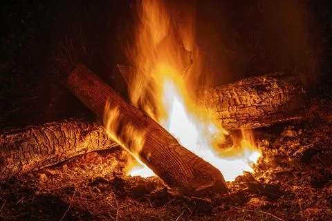 A campfire with a long exposure time Stock Photos