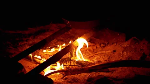 Campfire with Metal Rods Stock Footage 293278905