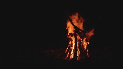Campfire in the middle of the night. Stock Footage 42428725