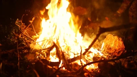 Campfire on the mountain Stock Footage 93398808