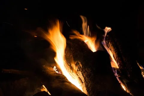 A campfire in the mountains Stock Photos
