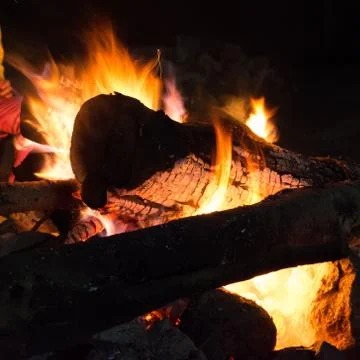 A campfire in the mountains Stock Photos