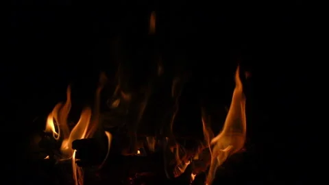 Campfire at night, 240 fps slow motion Stock Footage 97759637