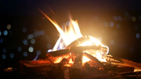 Campfire night boken view Stock Footage 92276018