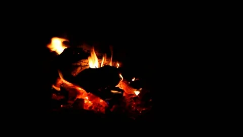 Campfire at night on a camping trip. Stock Footage 155243439