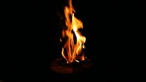 Campfire at night on a camping trip. Stock Footage 155243440