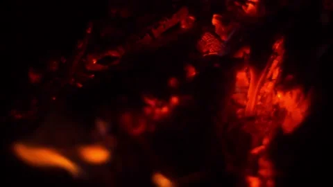 Campfire At Night, Close Up,  Burning Fire,  Sparks Stock Footage 157096440