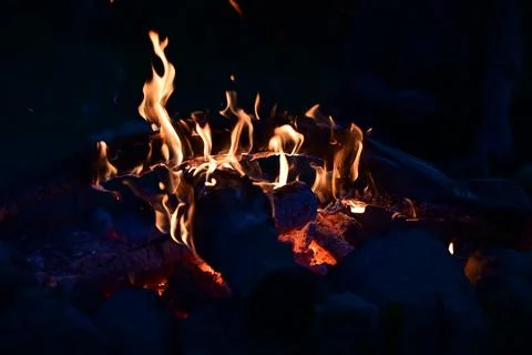 Campfire at night as a close up Foto stock