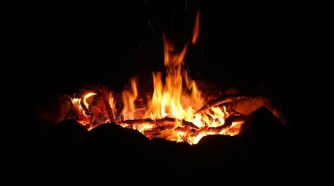 CAMPFIRE AT NIGHT Stock Footage 50757640