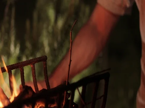 Campfire by night Stock Footage 82141985