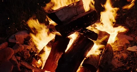 Campfire in the night Stock Footage 141096123