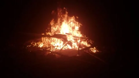 Campfire at Night Stock Footage 144707373