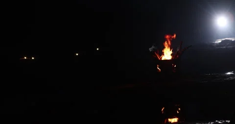 Campfire at night Stock Footage 335436775