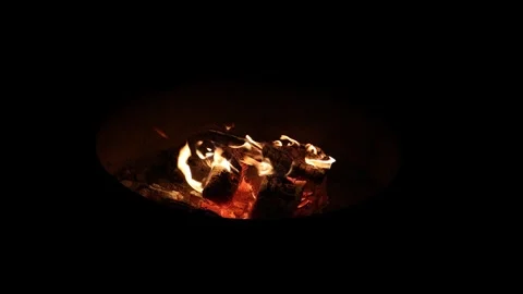 Campfire at night isolated on a black background Stock Footage 265026411