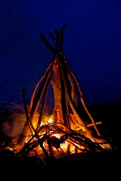 Campfire in the night Foto stock