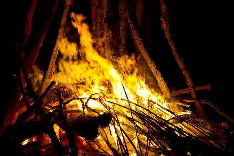 Campfire in the night Stock Photos