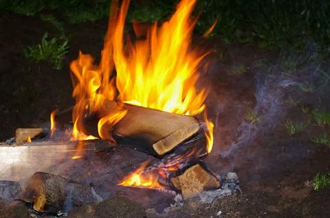 Campfire at night Stock Photos