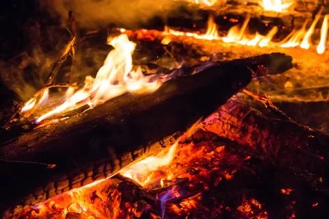 Campfire at night Stock Photos