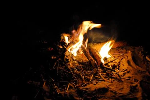 Campfire at night Stock Photos