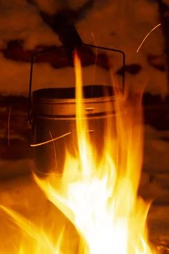 Campfire in night Stock Photos