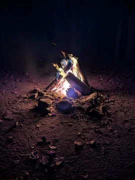 Campfire at Night Stock Photos
