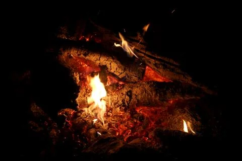 Campfire Outside at Night Stock Photos
