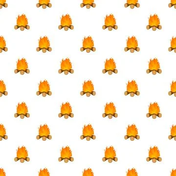 Campfire pattern repeating fire and wood illustration Illustrazione stock
