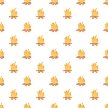 Campfire pattern repeating flame and wood design Illustrazione stock
