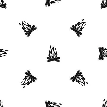 Campfire pattern seamless black Stock Illustration