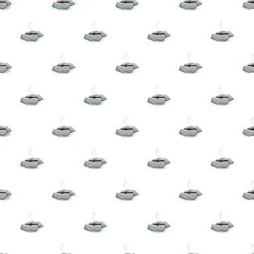Campfire pattern with smoldering embers and smoke Stock Illustration