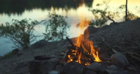 Campfire river Stock Footage 172546092