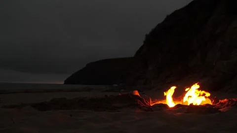 Campfire by river Stock Footage 314908253