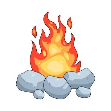 Campfire with rocks Illustrazione stock