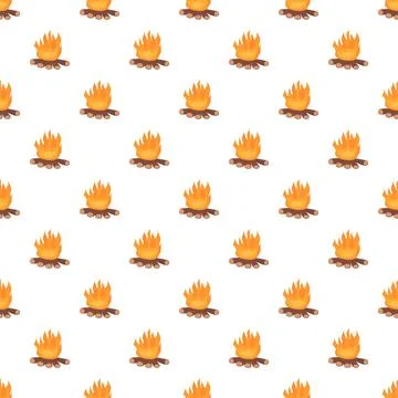 Campfire seamless pattern creating background warmth Stock Illustration