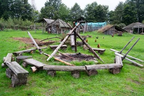 Campfire set up 스톡 사진