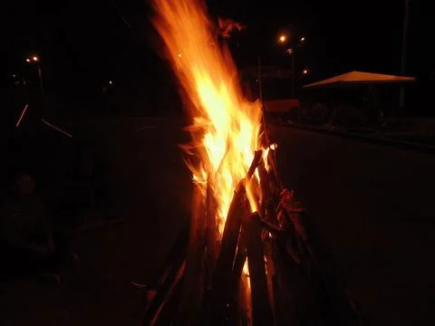 Campfire to share in event Stock Photos