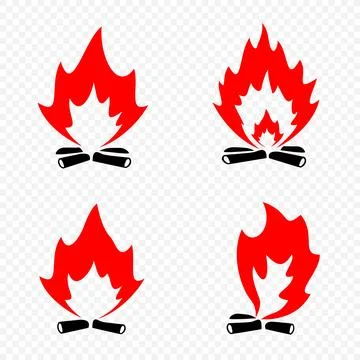 Campfire sign icon set Stock Illustration