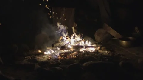 CAMPFIRE IN SLOW MOTION Stock Footage 68906786