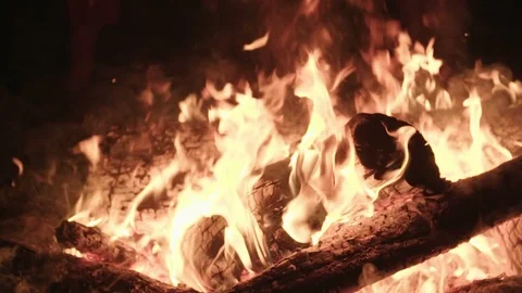 Campfire Slow Motion Rack Focus Stock Footage 70405245