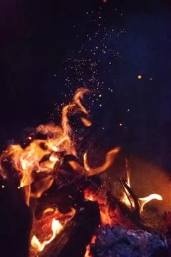 Campfire sparks Stock Photos