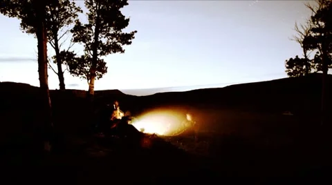 Campfire With Stars (Motion) Stock Footage 8608033
