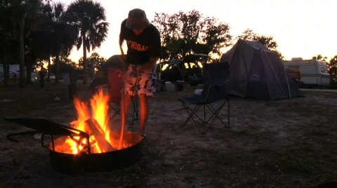 Campfire Stoke Timelapse Stock Footage