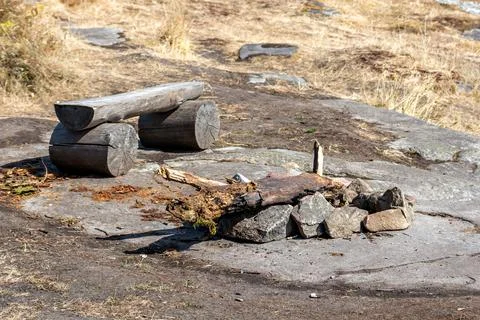 Campfire on stone. Stock Photos
